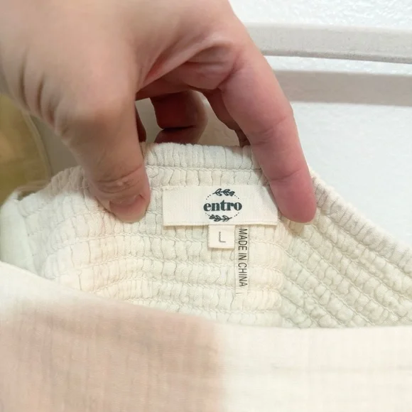 Entro Gauze Colorblock Tiered Mini Dress L Pockets Boho - Picture 6 of 9